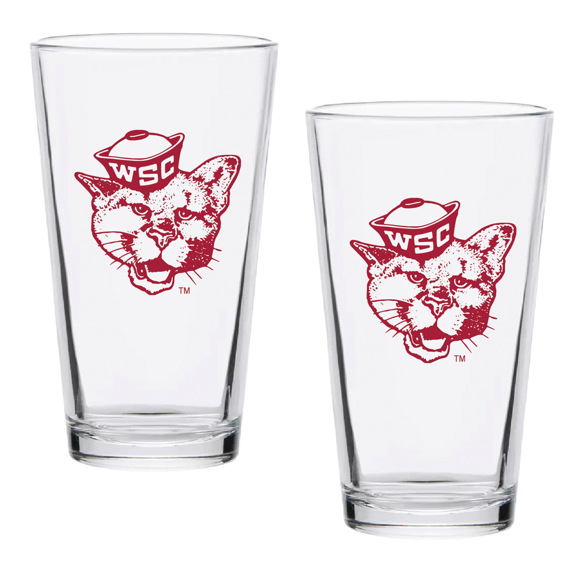 Set of 2 Washington State Cougars College Vault Sketch 16oz Pints