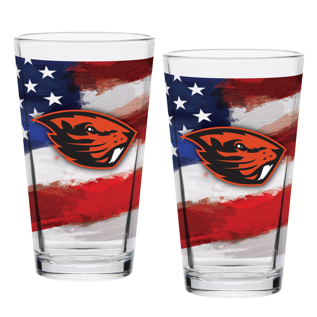 Set of 2 Oregon State Beavers 16oz Americana Pints