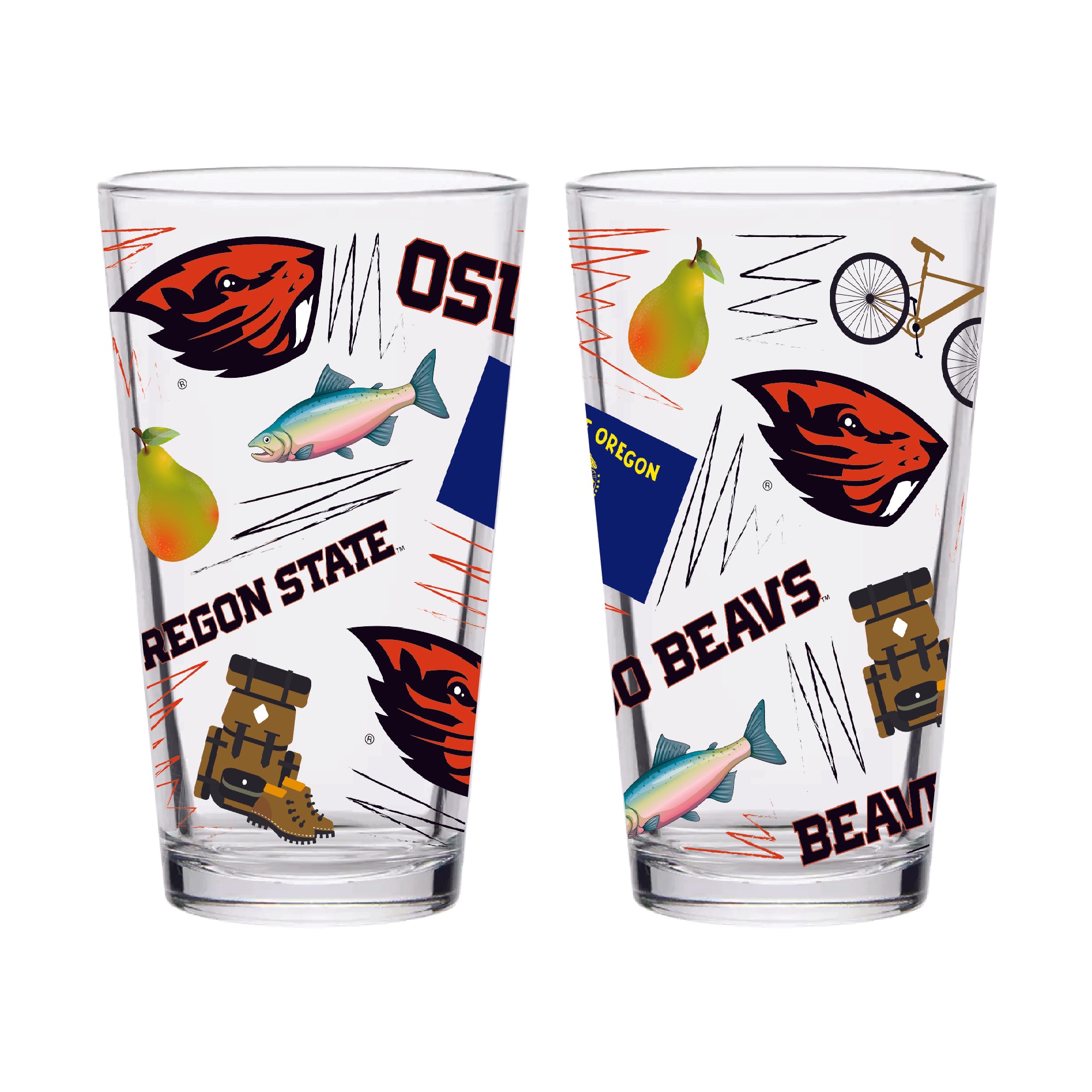 Set of 2 Oregon State Beavers Local 16oz Pints