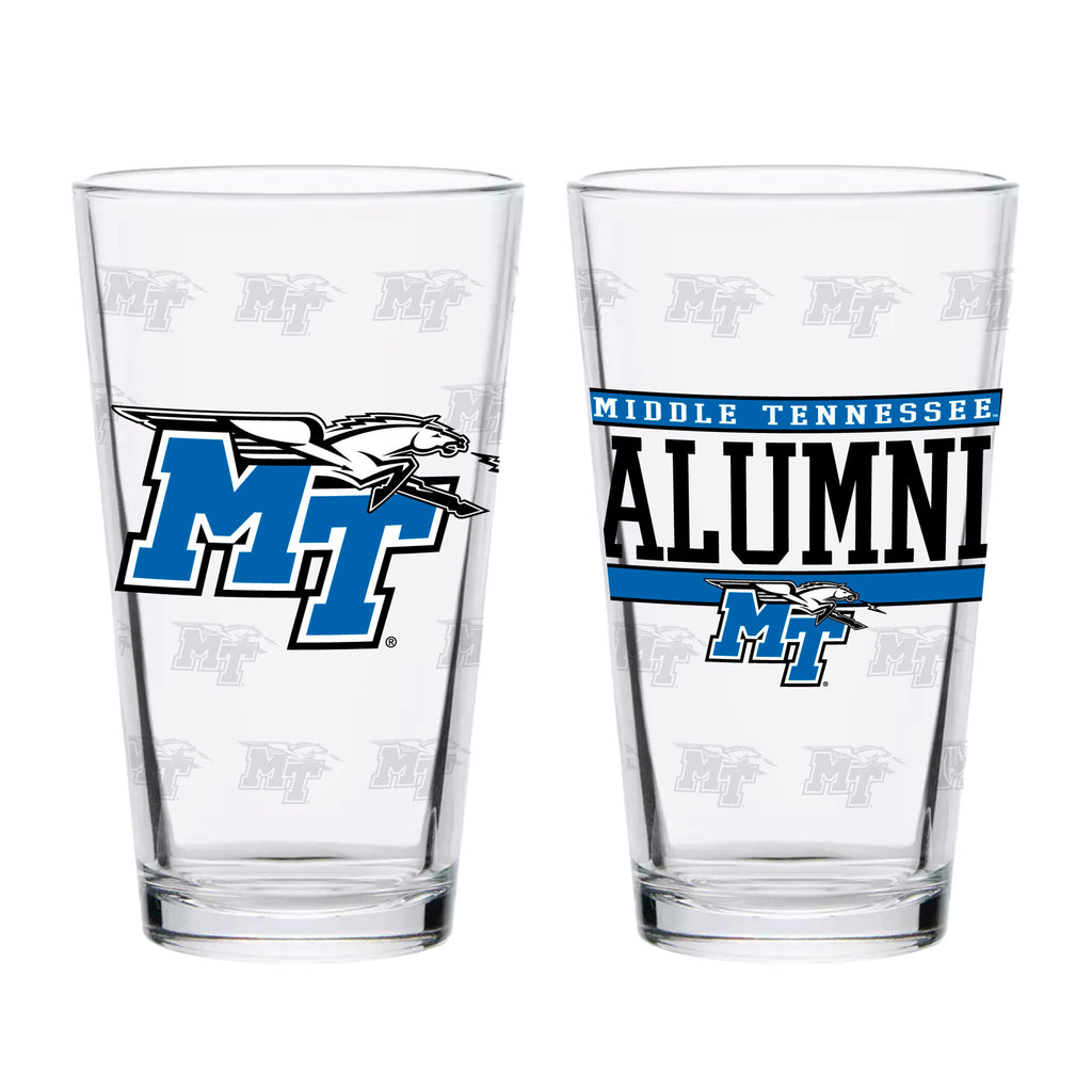 Set of 2 Middle Tennessee Blue Raiders 16oz Alumni Pints