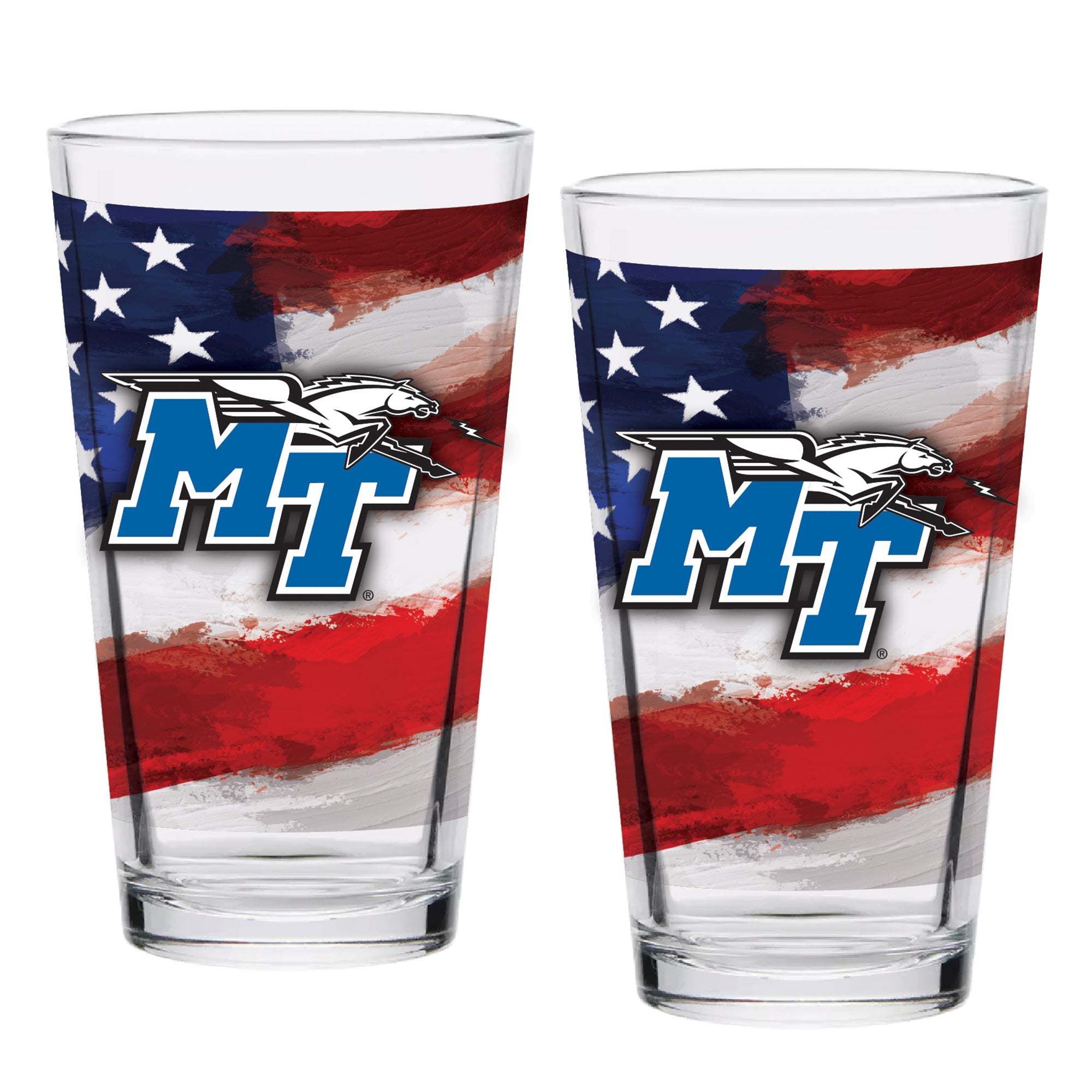 Set of 2 Middle Tennessee Blue Raiders 16oz Americana Pints