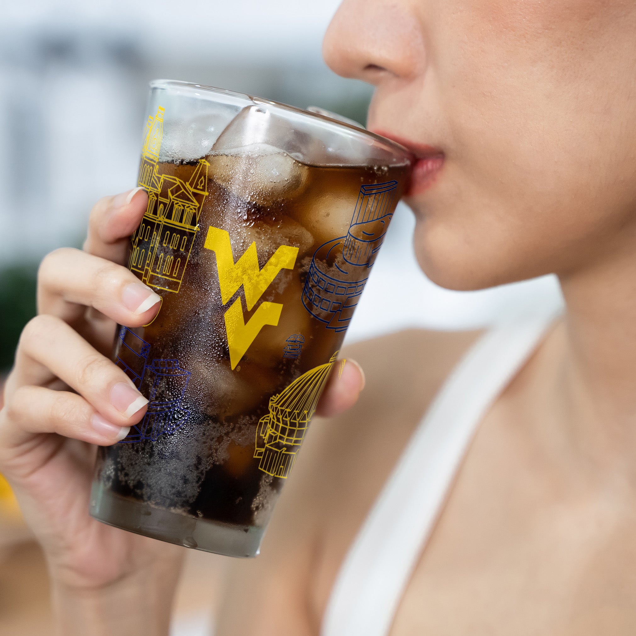 Set of 2 West Virginia Mountaineers Campus Line Art 16oz Pints