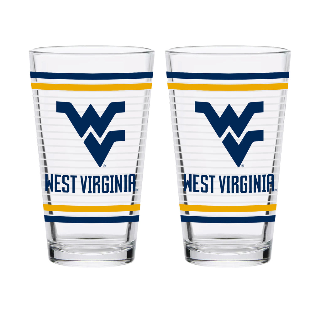 Set of 2 West Virginia Mountaineers 16oz Ring Pints