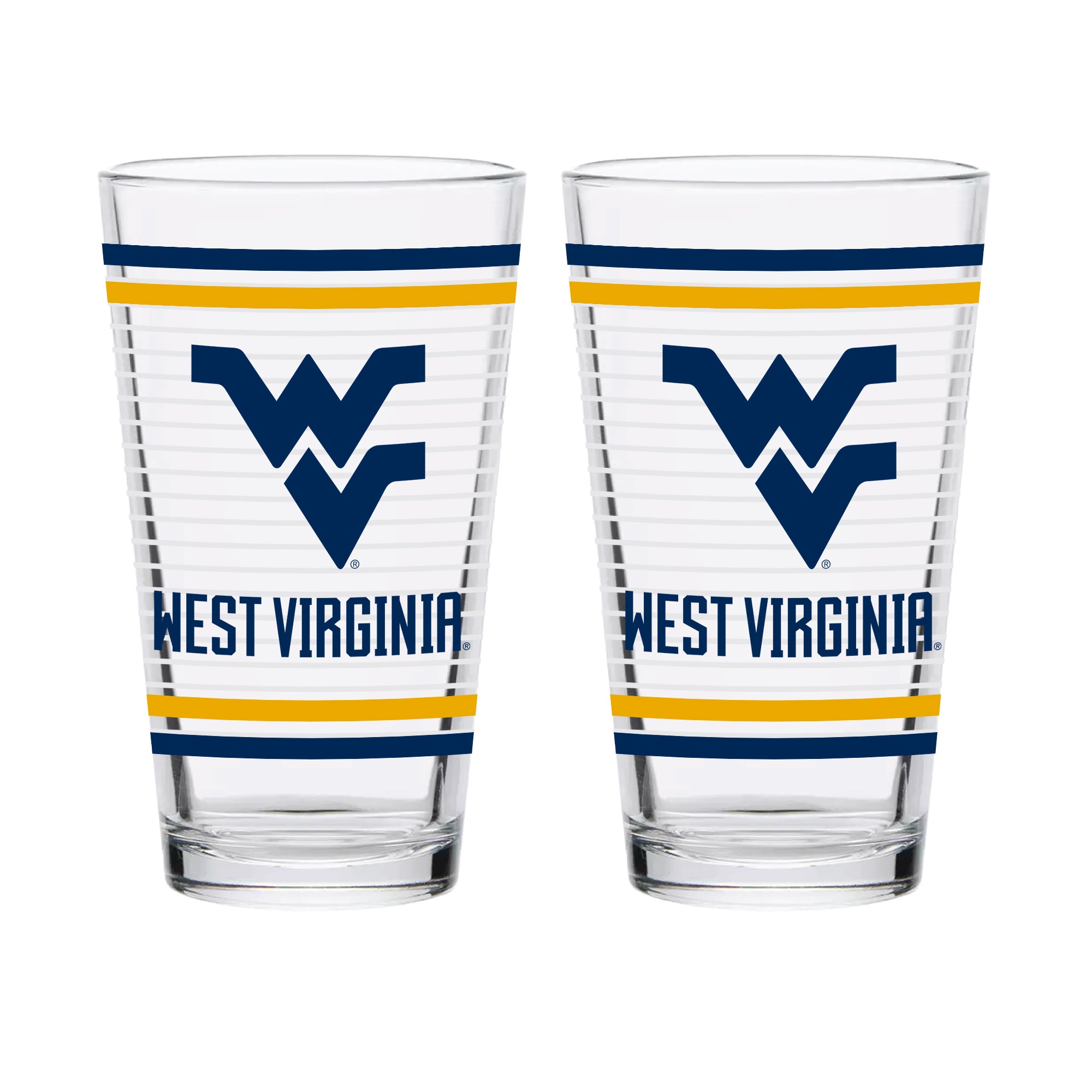 Set of 2 West Virginia Mountaineers 16oz Ring Pints