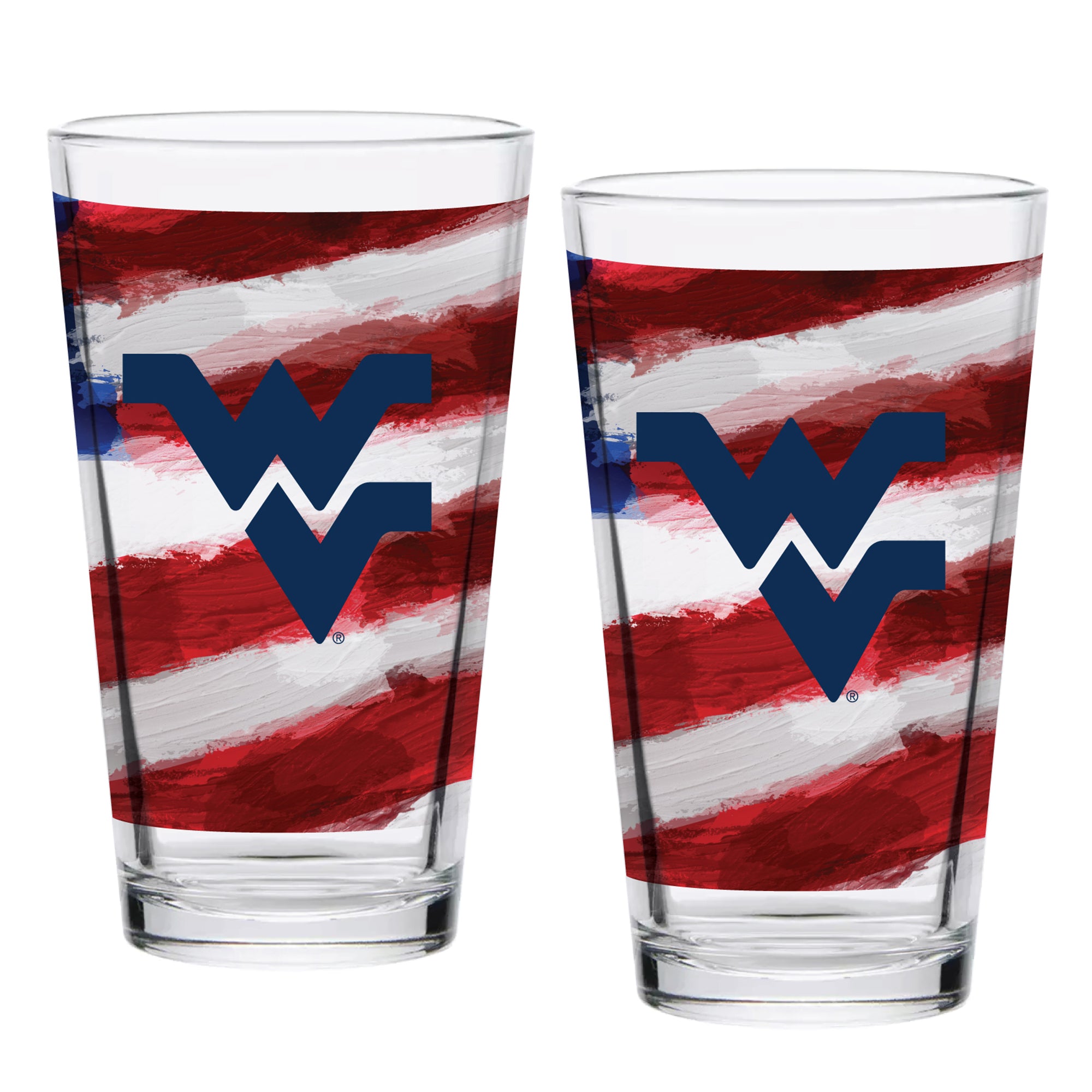 Set of 2 West Virginia Mountaineers 16oz Americana Pints