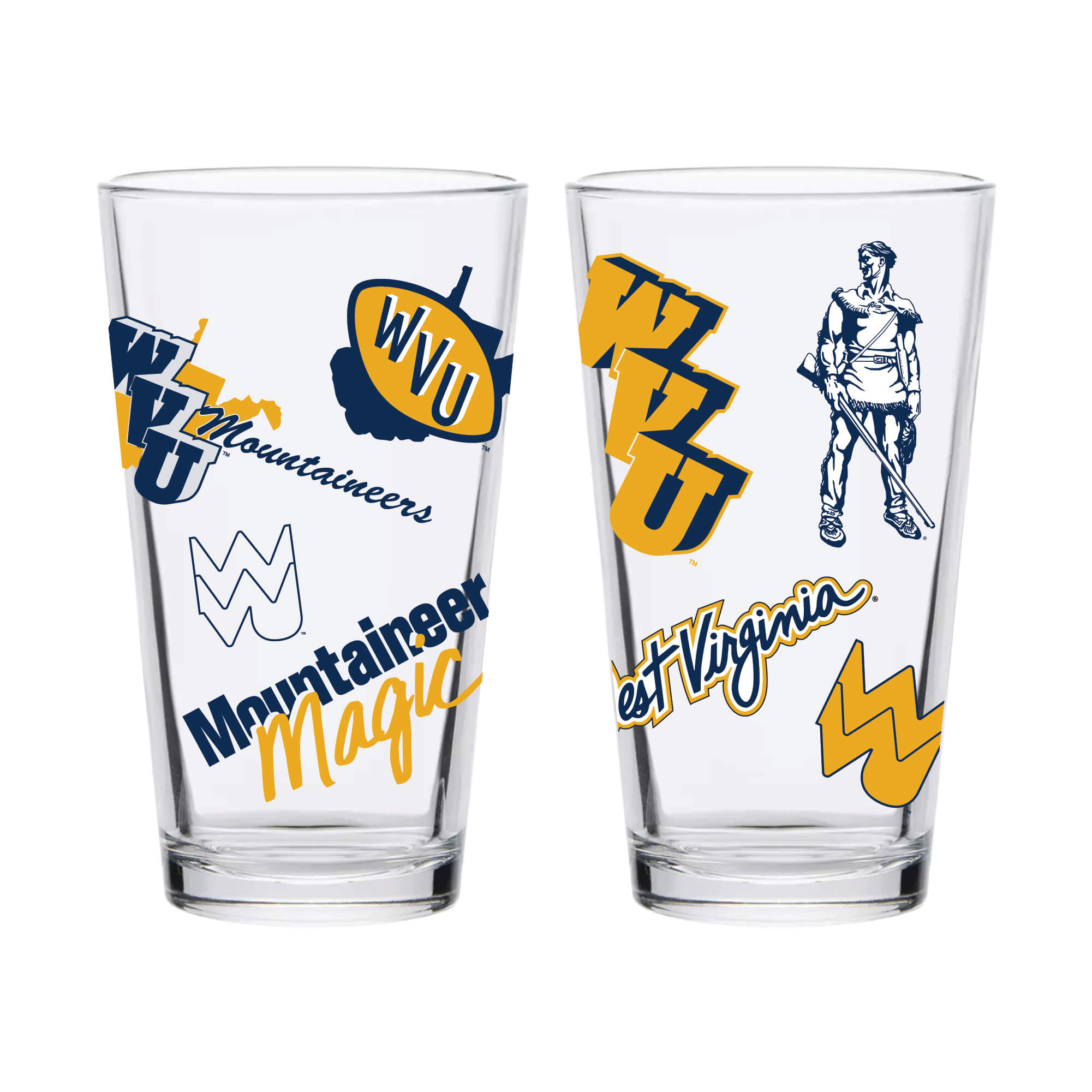 16oz West Virginia Mountaineers College Vault Medley Pint 2 Pack