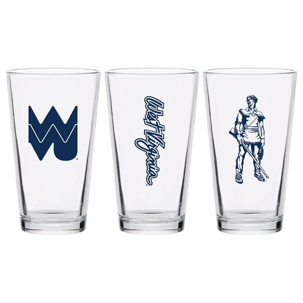 Set of 2 West Virginia Mountaineers College Vault Sketch 16oz Pints
