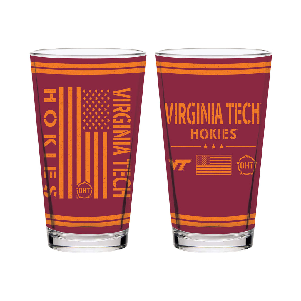 Virginia Tech Hokies 16oz OHT flag pint glass 