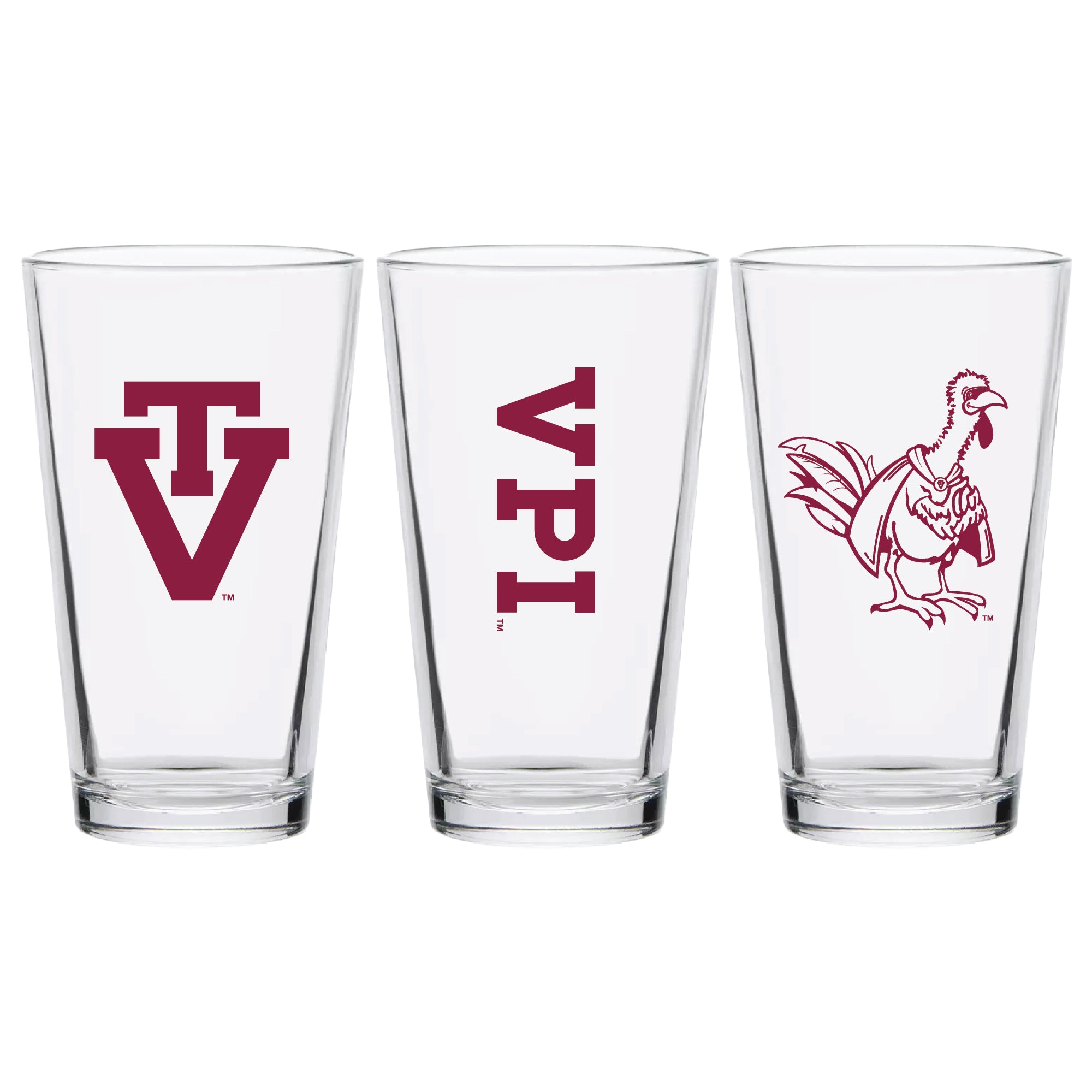 Set of 2 Virginia Tech Hokies College Vault Sketch 16oz Pints