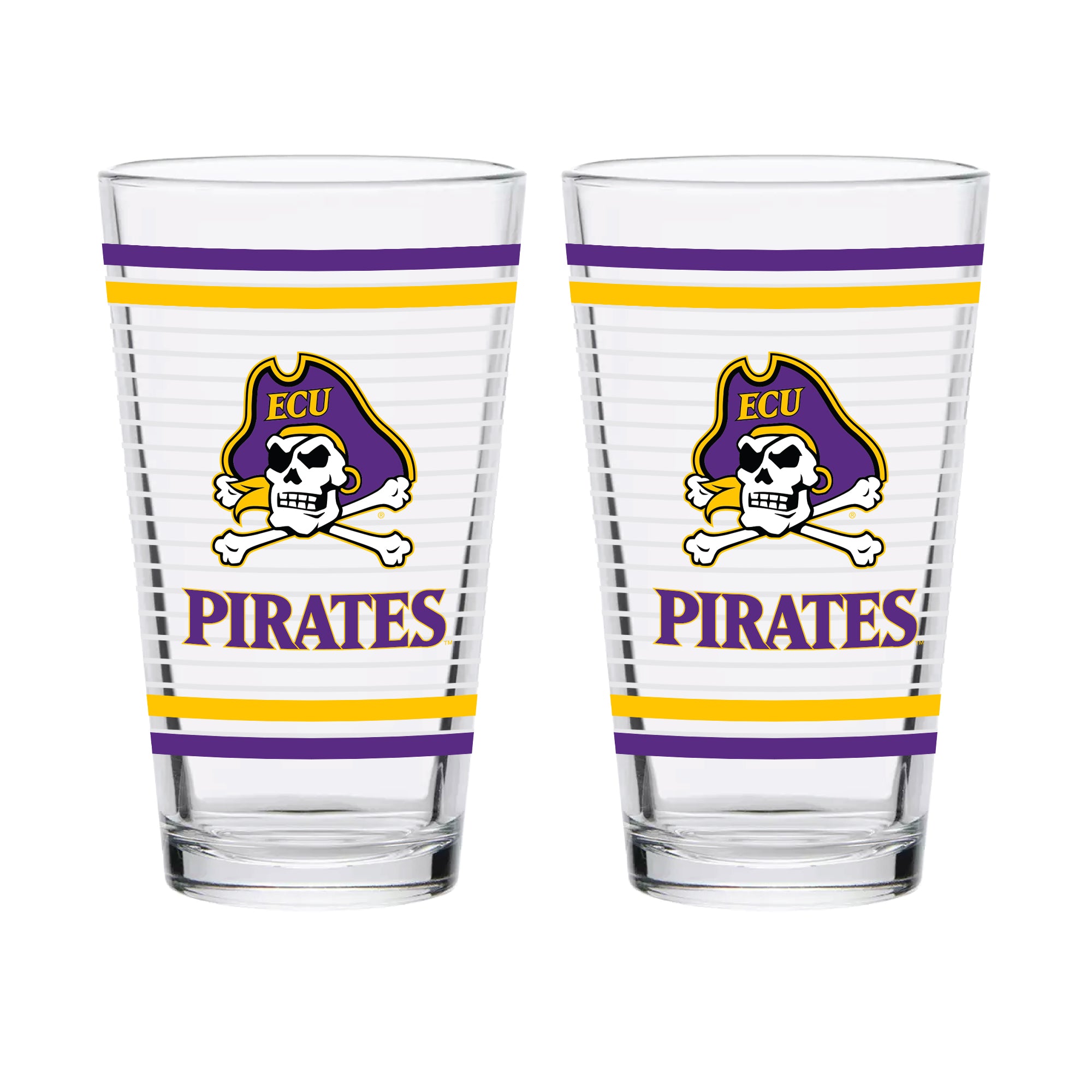 Set of 2 East Carolina Pirates 16oz Ring Pints