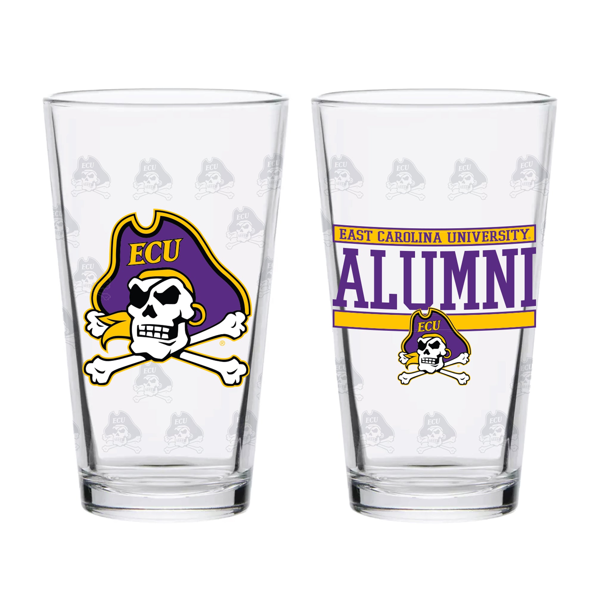 Set of 2 East Carolina Pirates 16oz Alumni Pints