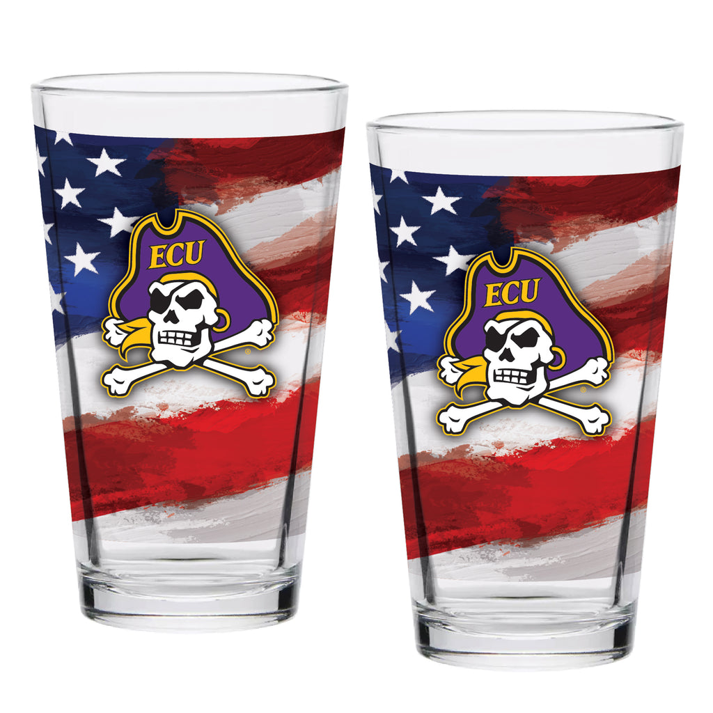 Set of 2 East Carolina Pirates 16oz Americana Pints