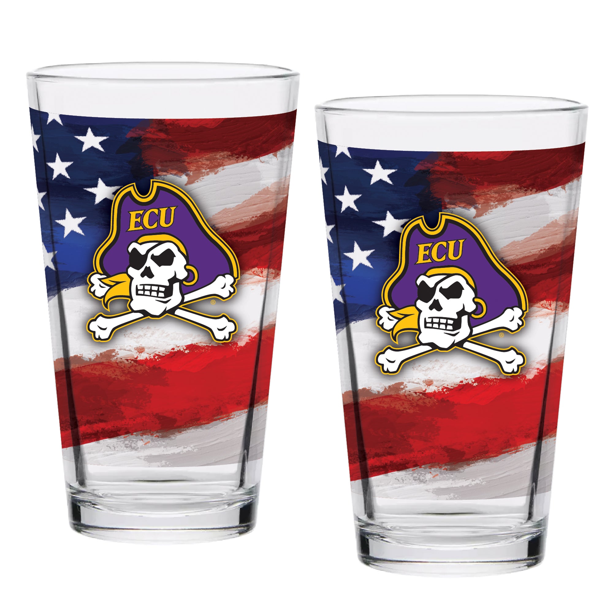 Set of 2 East Carolina Pirates 16oz Americana Pints