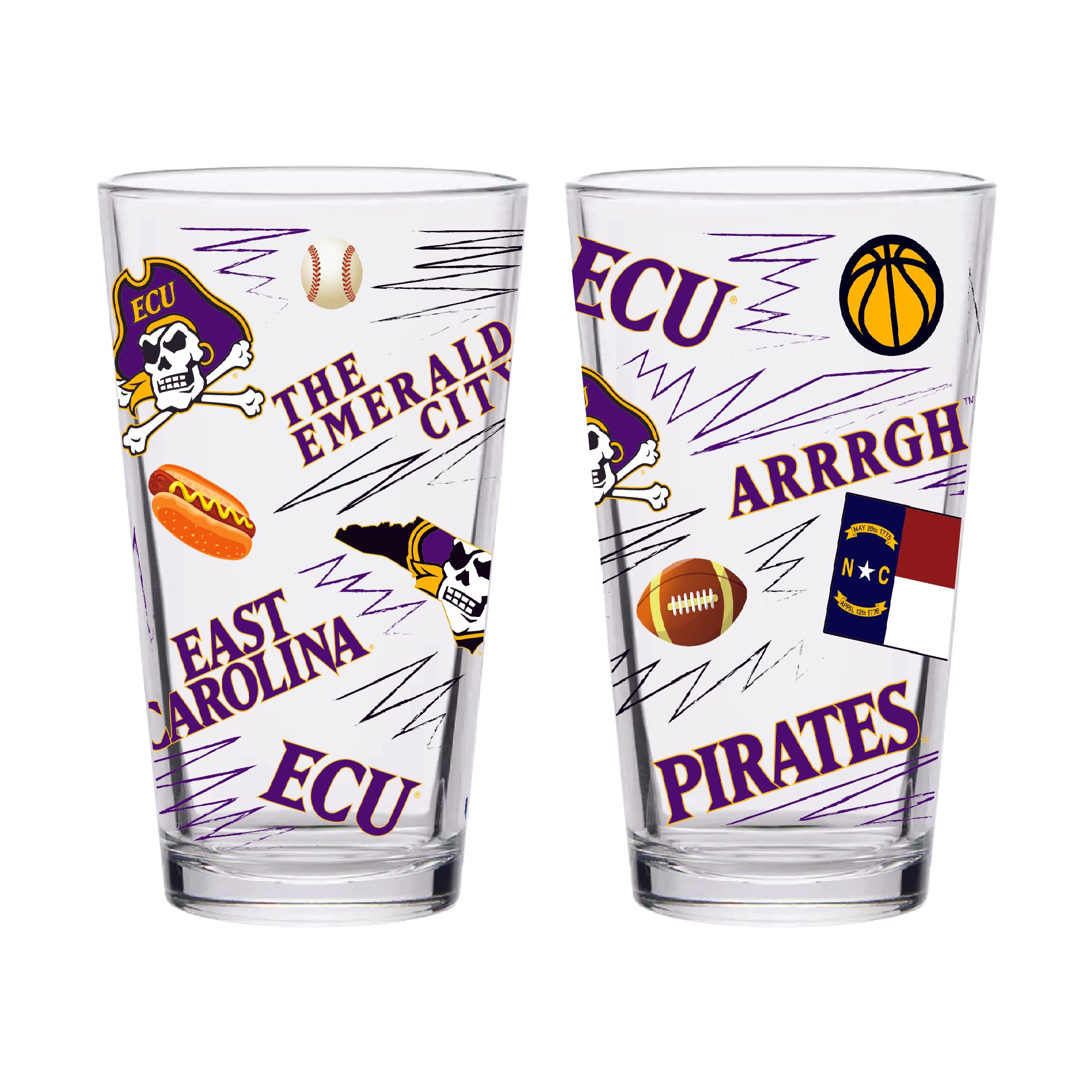 Set of 2 East Carolina Pirates Local 16oz Pints