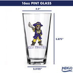 Set of 4 East Carolina Pirates Mascot by Laura Wilcox 16oz Pint Glasses