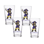 Set of 4 East Carolina Pirates Mascot by Laura Wilcox 16oz Pint Glasses
