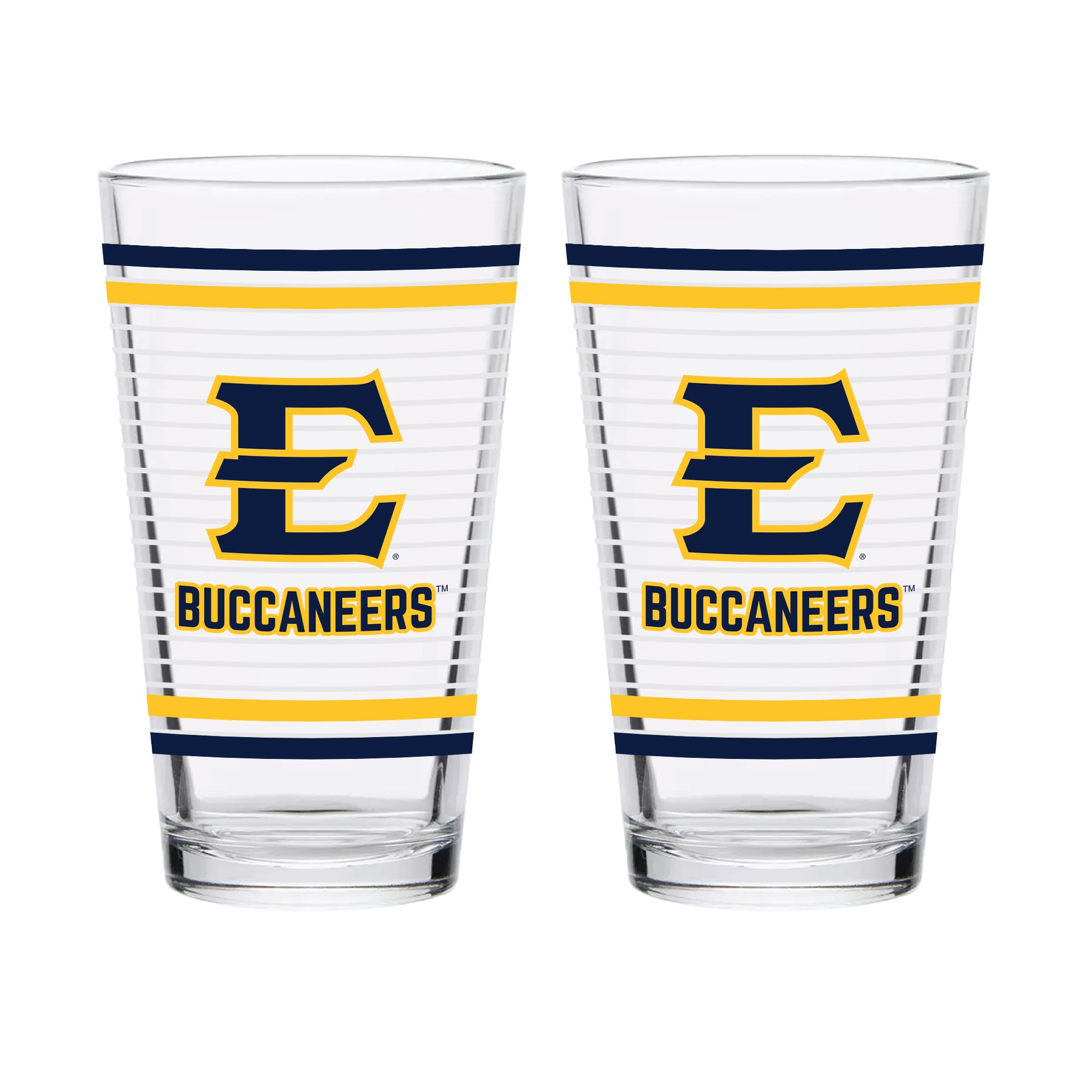 Set of 2 East Tennessee Buccaneers 16oz Ring Pints