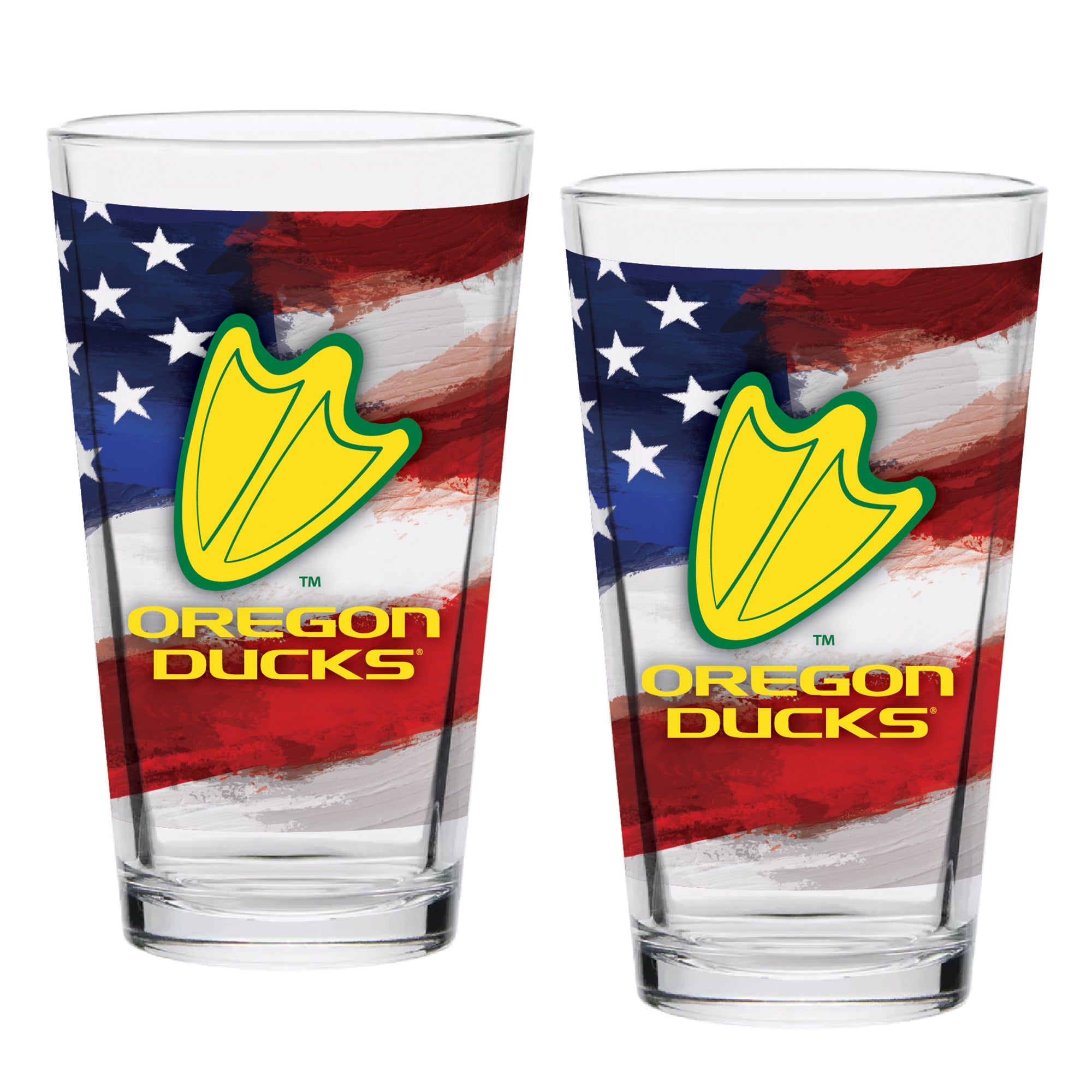 Set of 2 Oregon Ducks 16oz Americana Pints