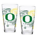 Set of 2 Oregon Ducks Campus Line Art 16oz Pints