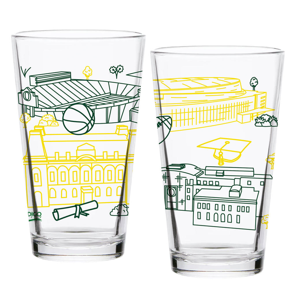 Set of 2 Oregon Ducks Campus Line Art 16oz Pints