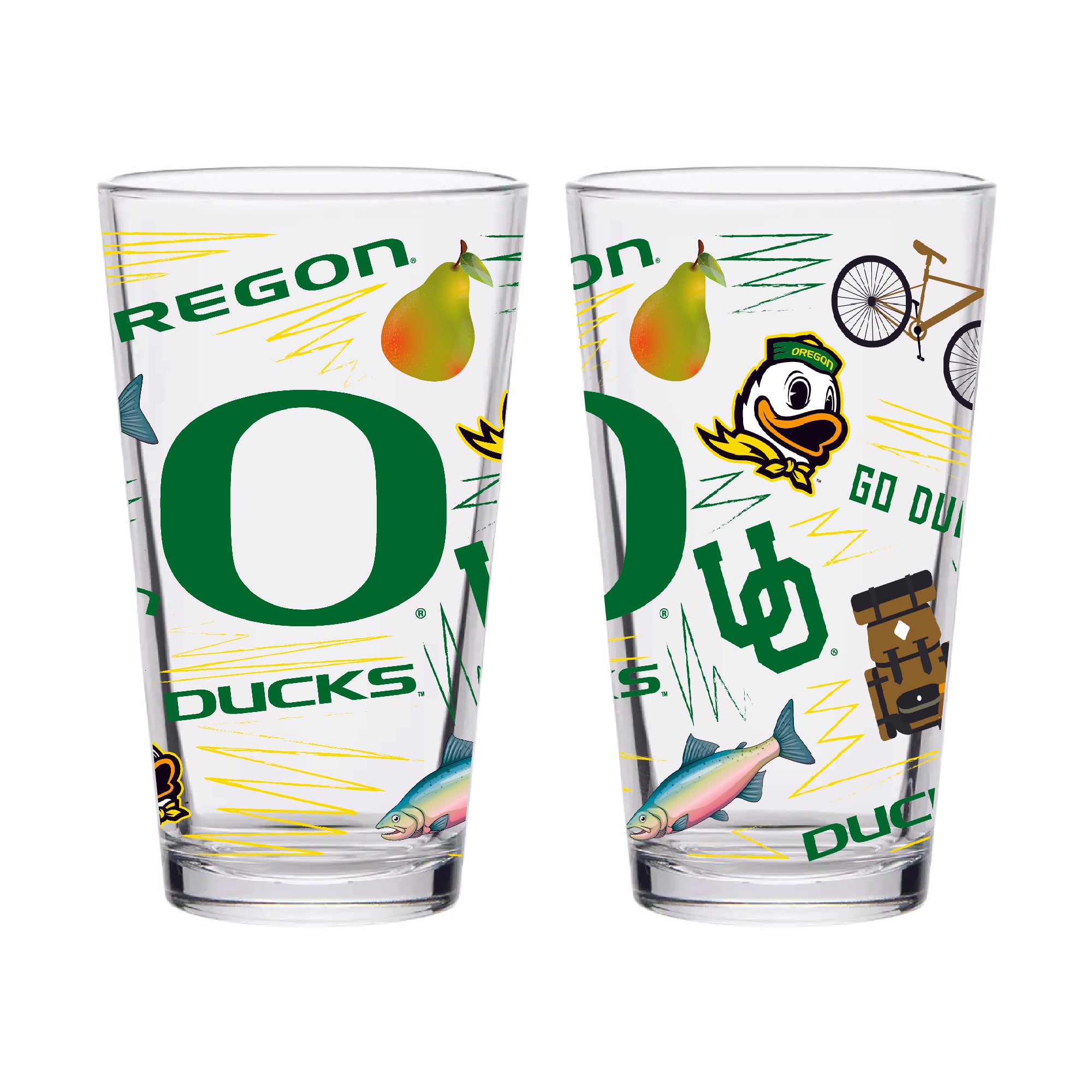 Set of 2 Oregon Ducks Local 16oz Pints