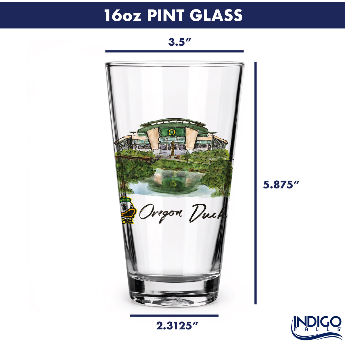 Set of 4 Oregon Ducks Mascot by Laura Wilcox 16oz Pint Glasses