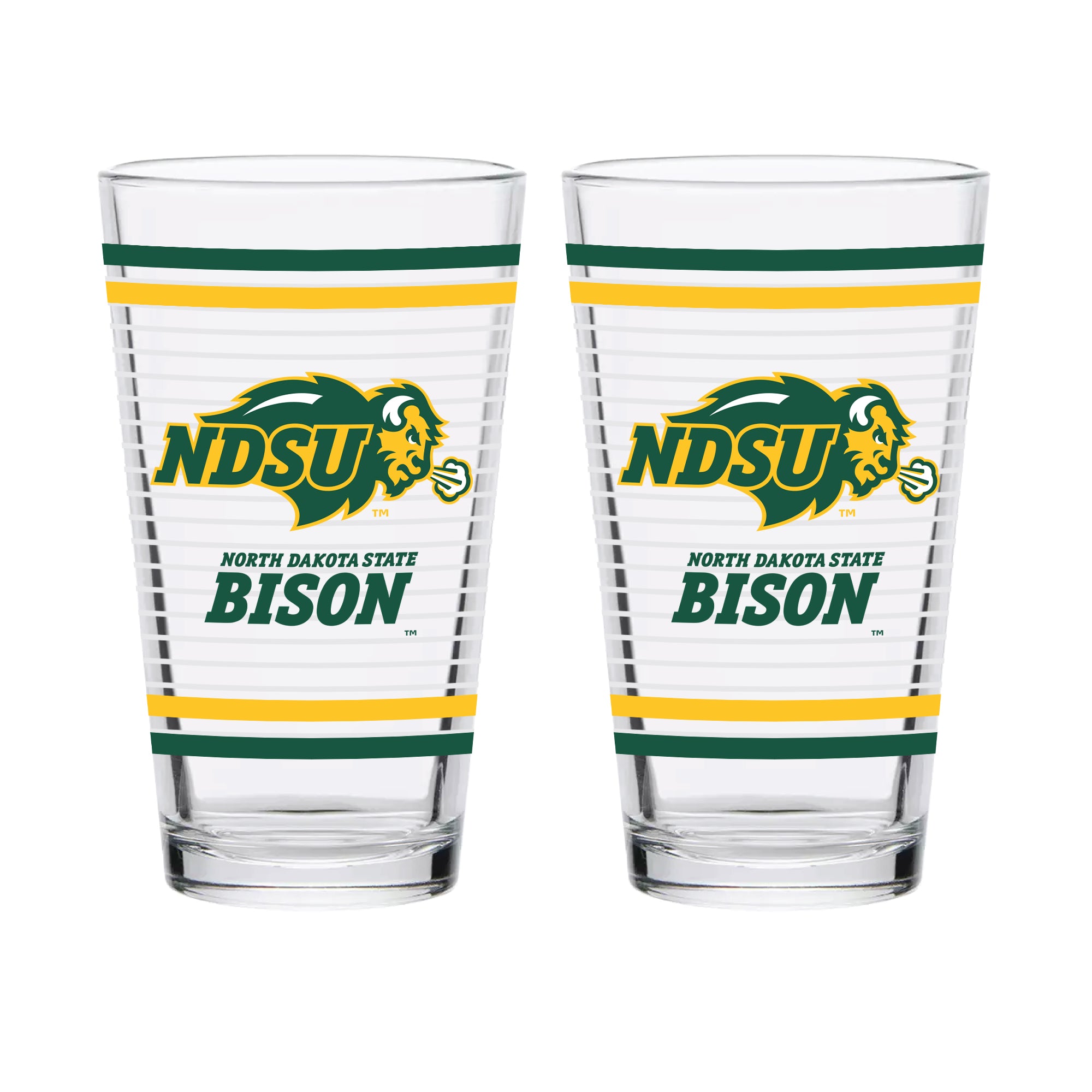 Set of 2 North Dakota State Bisons 16oz Ring Pints