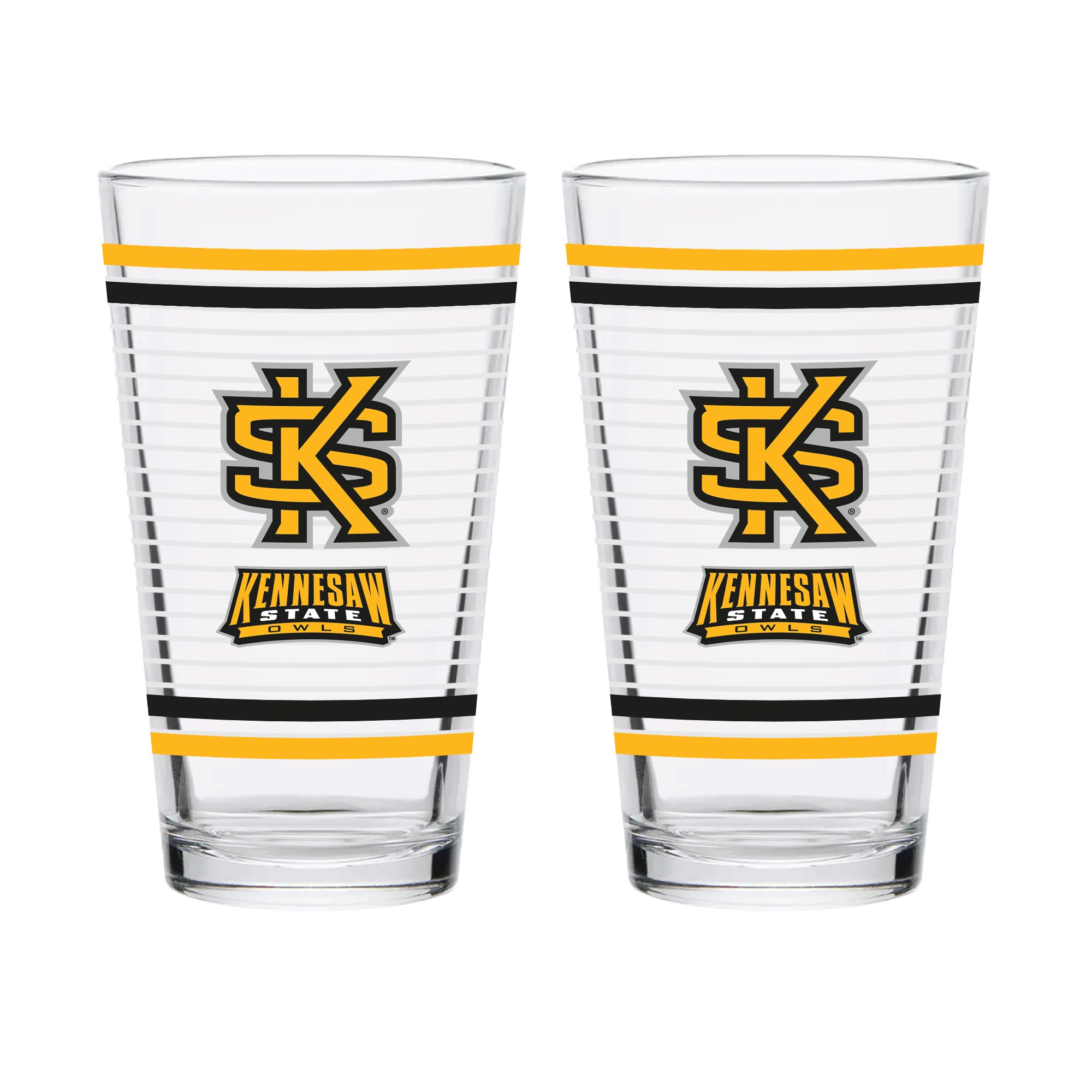 Set of 2 Kennesaw State Owls 16oz Ring Pints