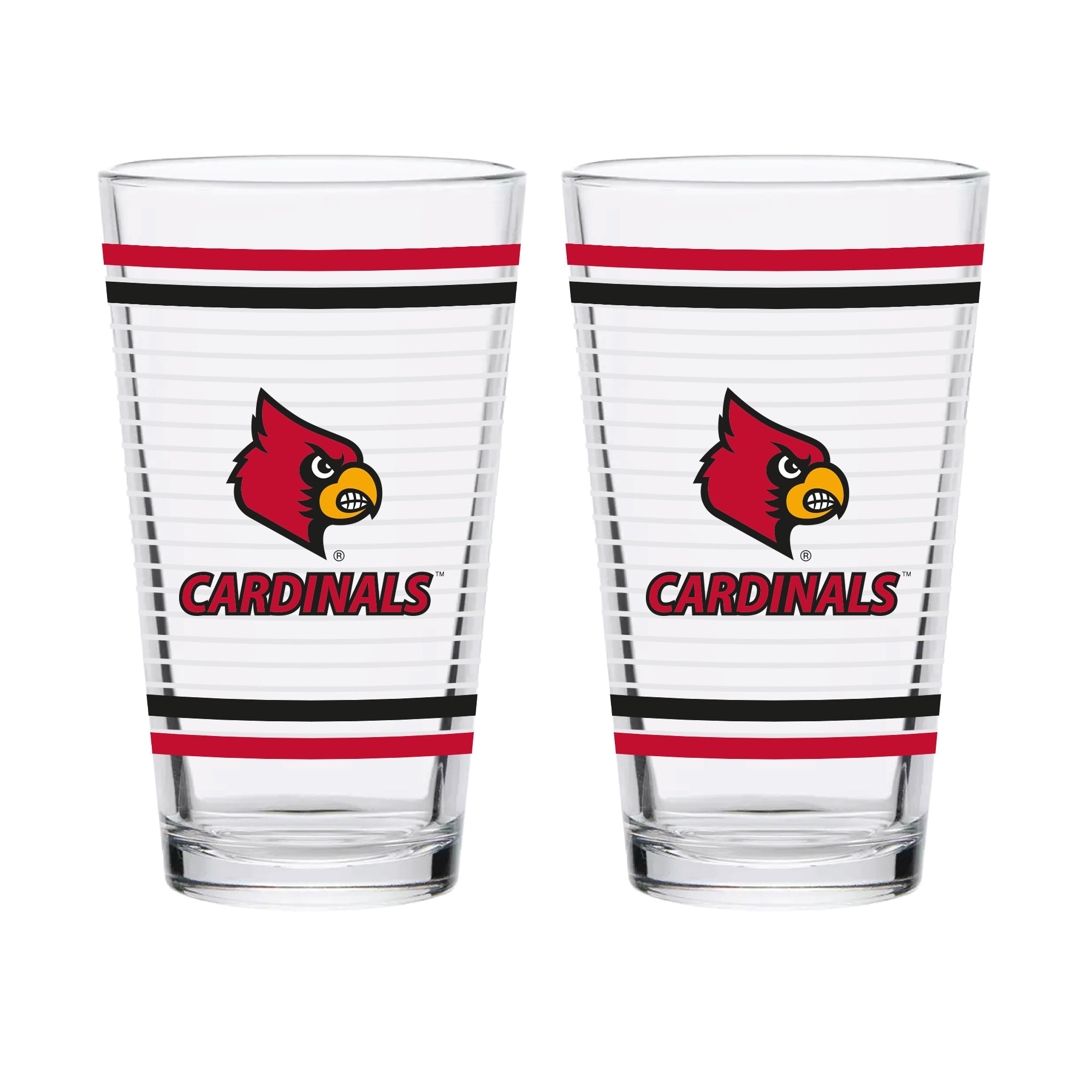 Set of 2 Louisville Cardinals 16oz Ring Pints