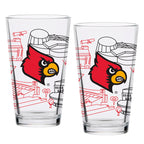 Set of 2 Louisville Cardinals Campus Line Art 16oz Pints