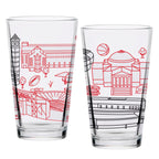 Set of 2 Louisville Cardinals Campus Line Art 16oz Pints