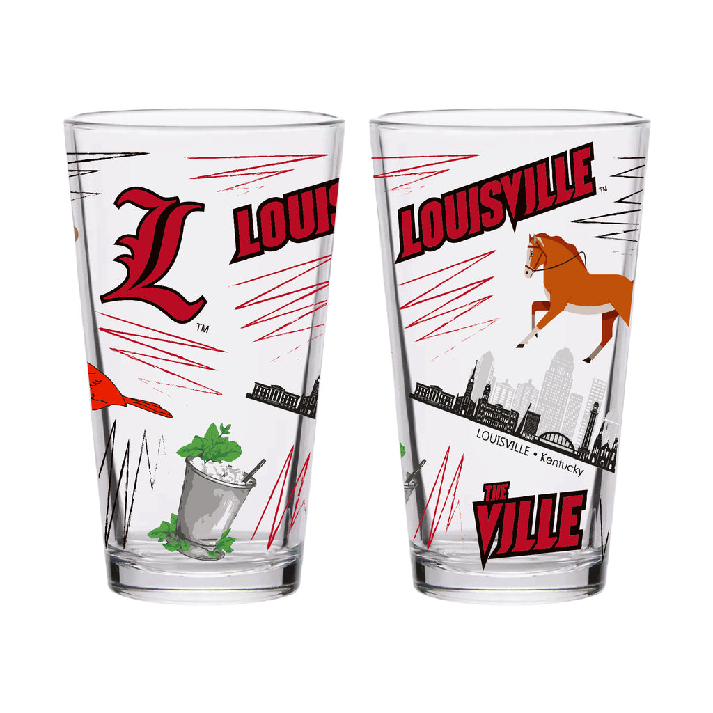 Set of 2 Louisville Cardinals Local 16oz Pints