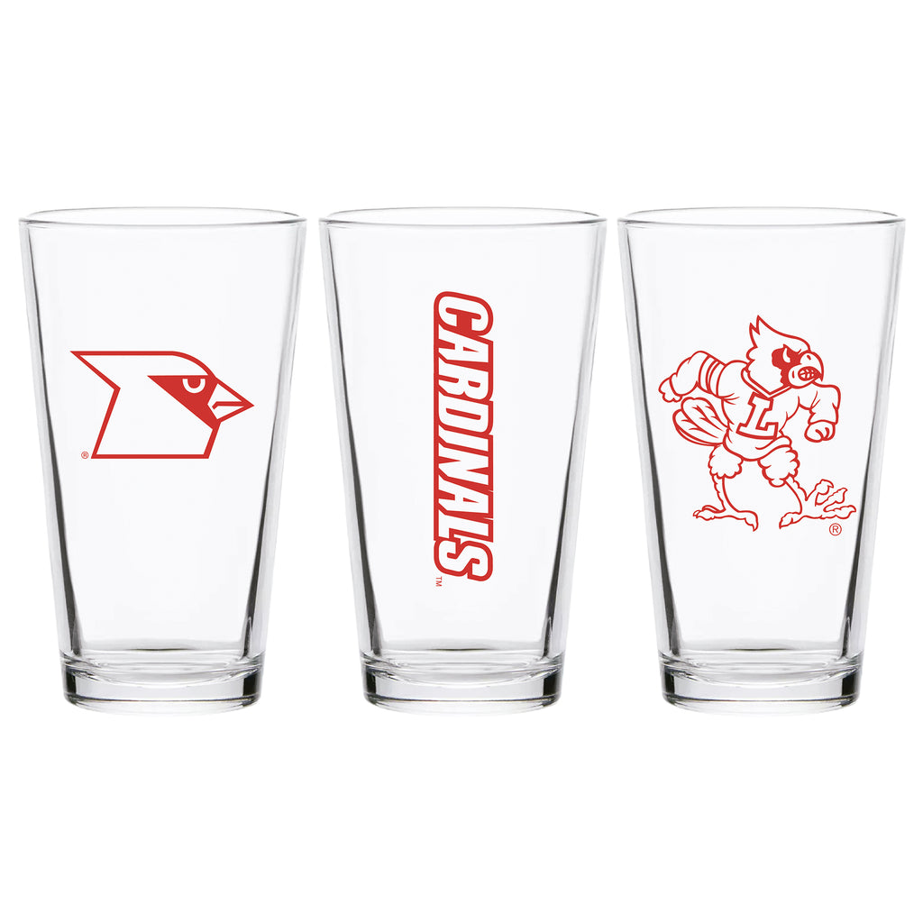 Set of 2 Louisville Cardinals College Vault Sketch 16oz Pints