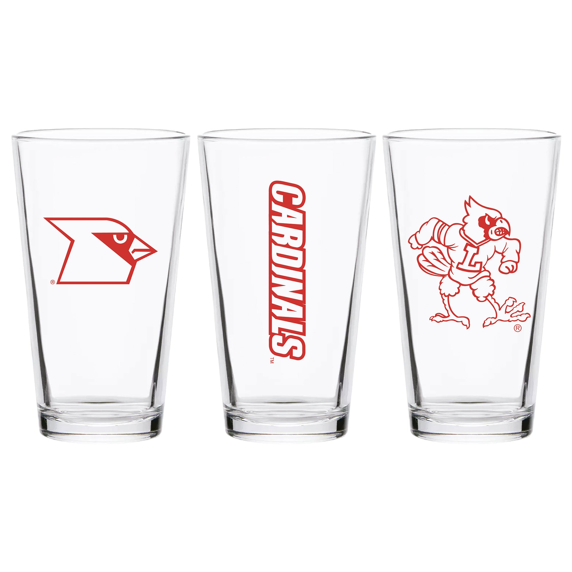 Set of 2 Louisville Cardinals College Vault Sketch 16oz Pints