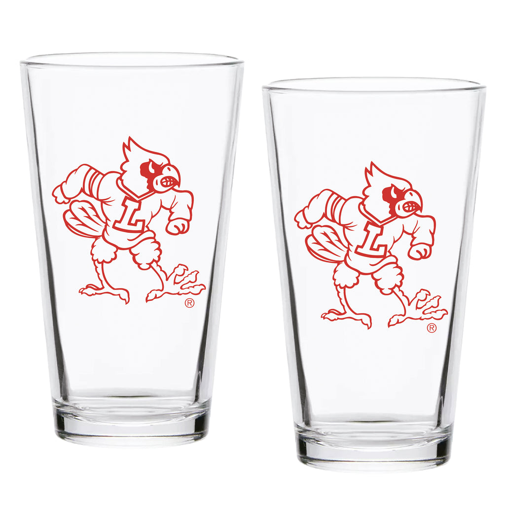 Set of 2 Louisville Cardinals College Vault Sketch 16oz Pints