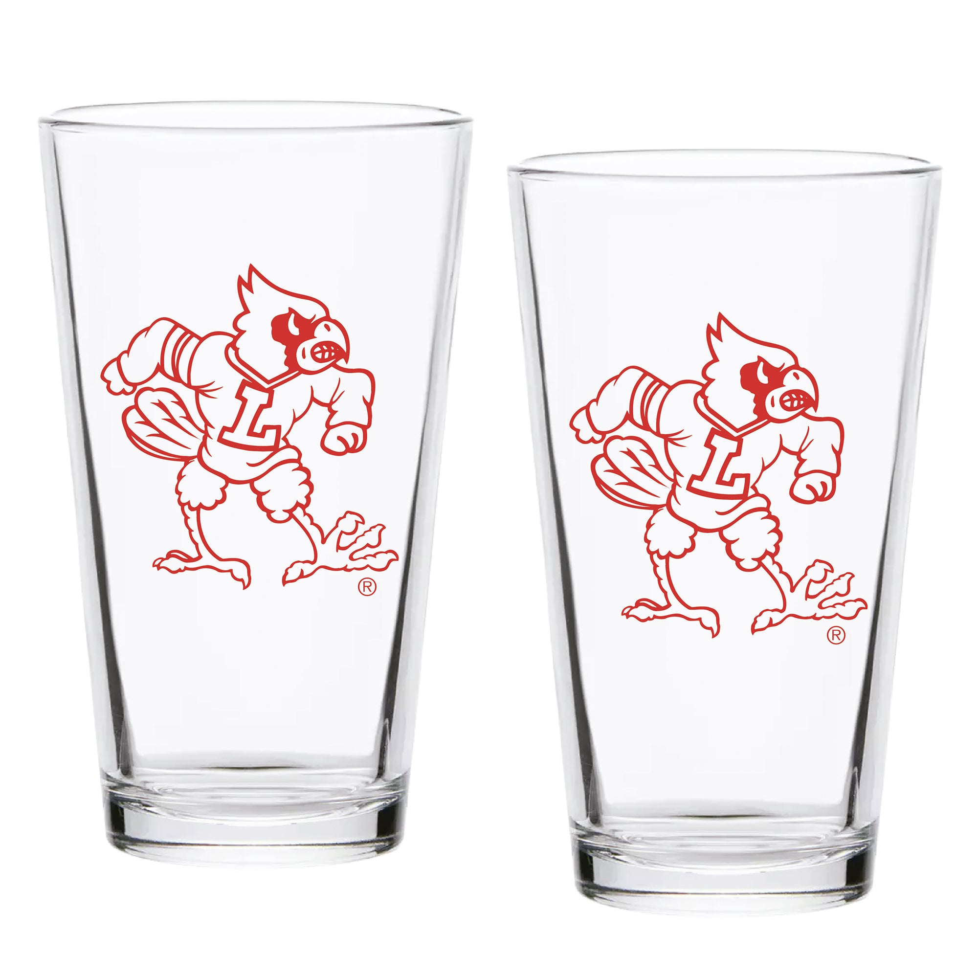 Set of 2 Louisville Cardinals College Vault Sketch 16oz Pints