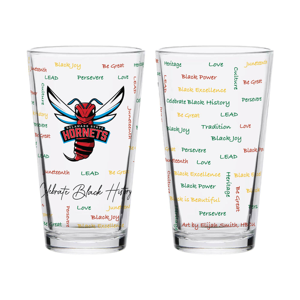 Set of 2 Delaware State Hornets 16oz BHM Pints