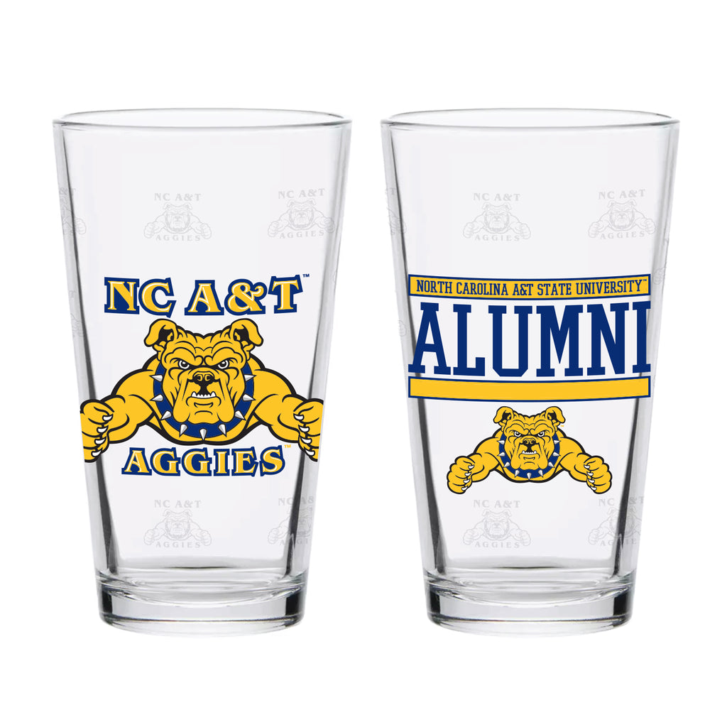 Set of 2 North Carolina A&T Aggies 16oz XD Alumni Pints