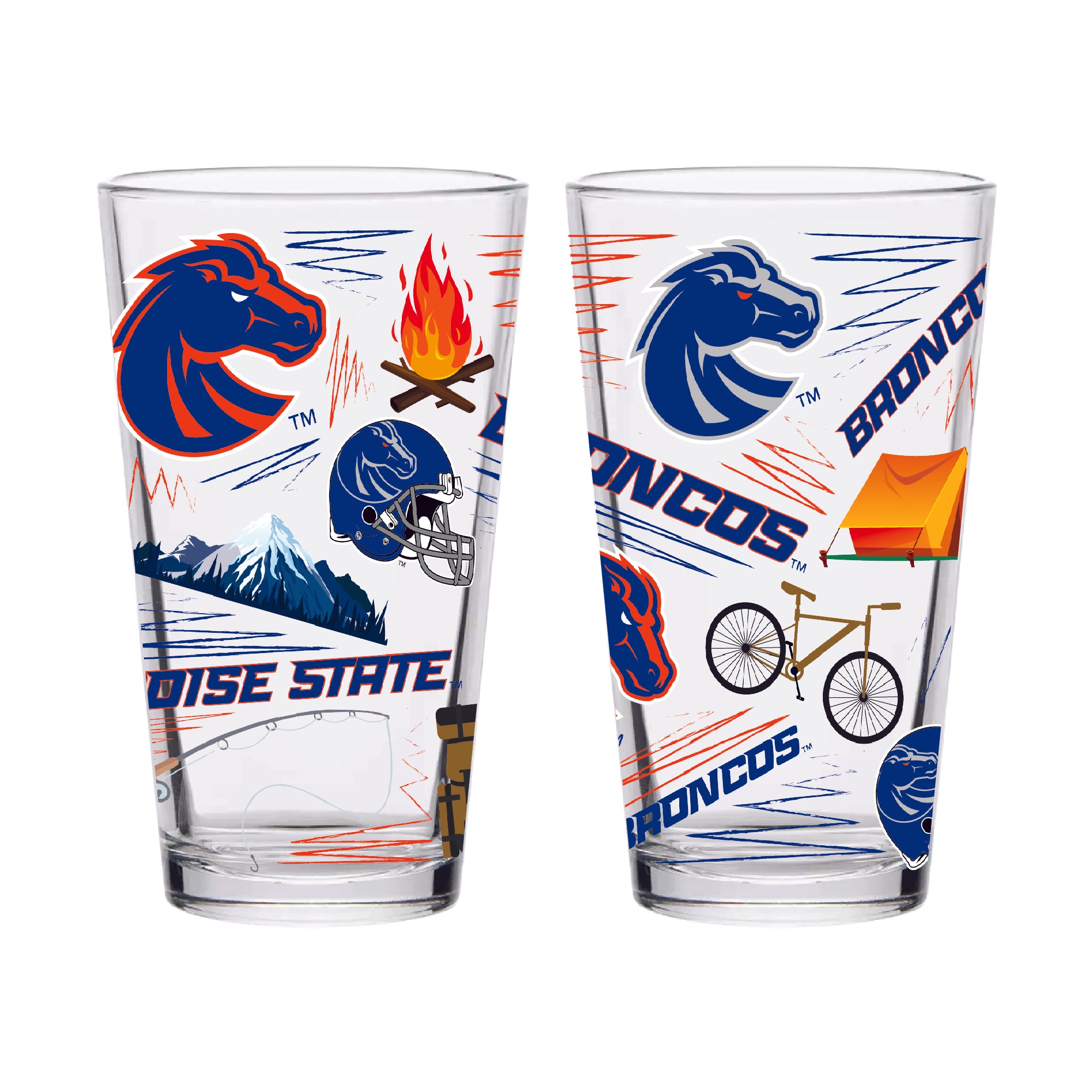 Set of 2 Boise State Broncos Local 16oz Pints