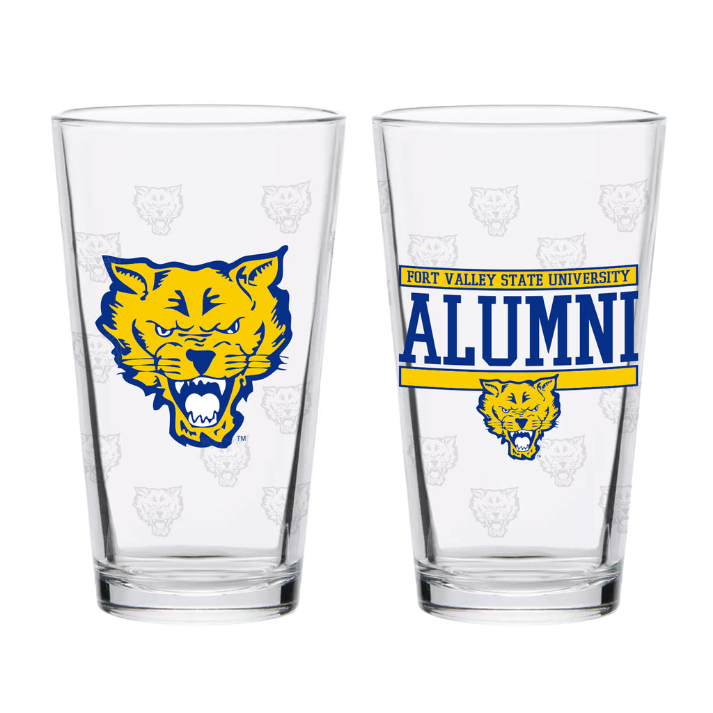 Set of 2 Fort Valley State Wildcats 16oz XD Alumni Pints