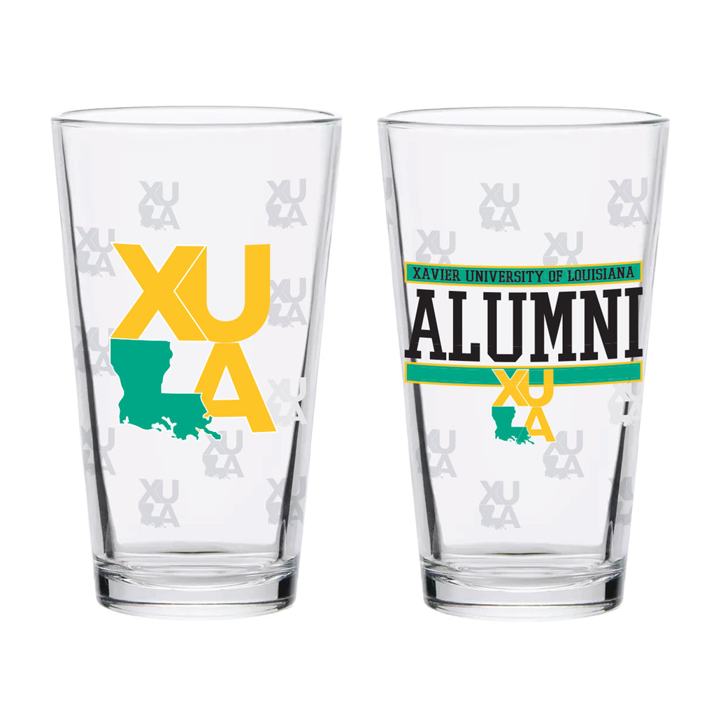 Set of 2 Xavier Louisiana Gold Rush-Nuggets 16oz XD Alumni Pints
