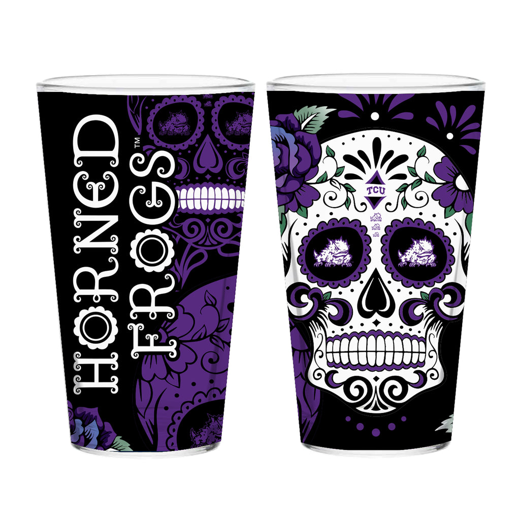 Set of 2 TCU Dia de los Muertos Pint Glasses