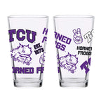 Set of 4 TCU Horned Frogs 16oz Pint Medley Glasses