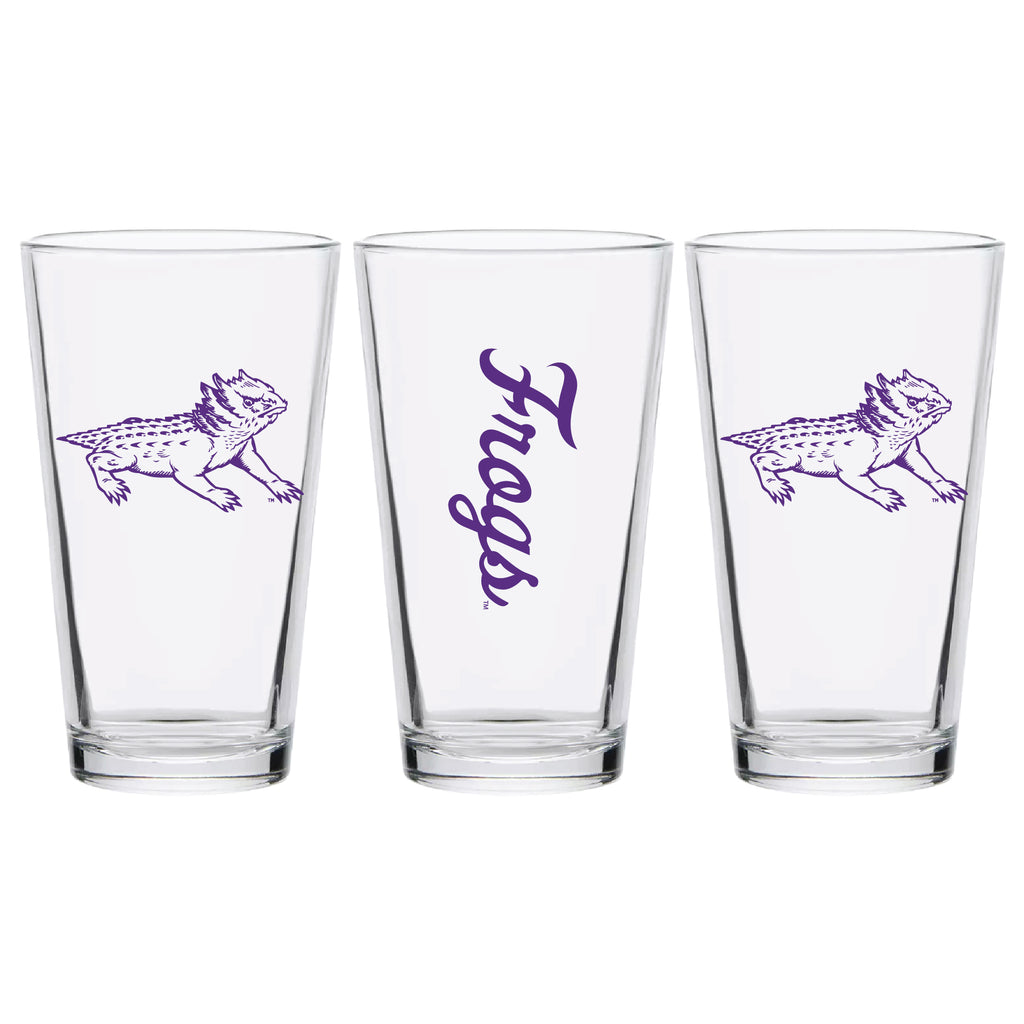 Set of 2 TCU Horned Frogs College Vault Sketch 16oz Pints