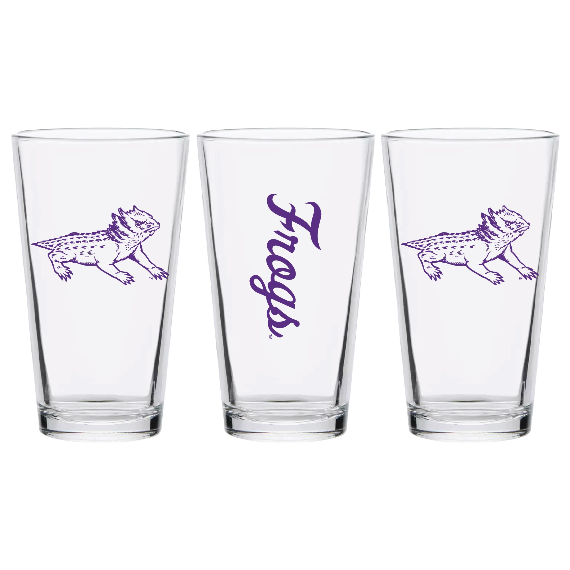 Set of 2 TCU Horned Frogs College Vault Sketch 16oz Pints