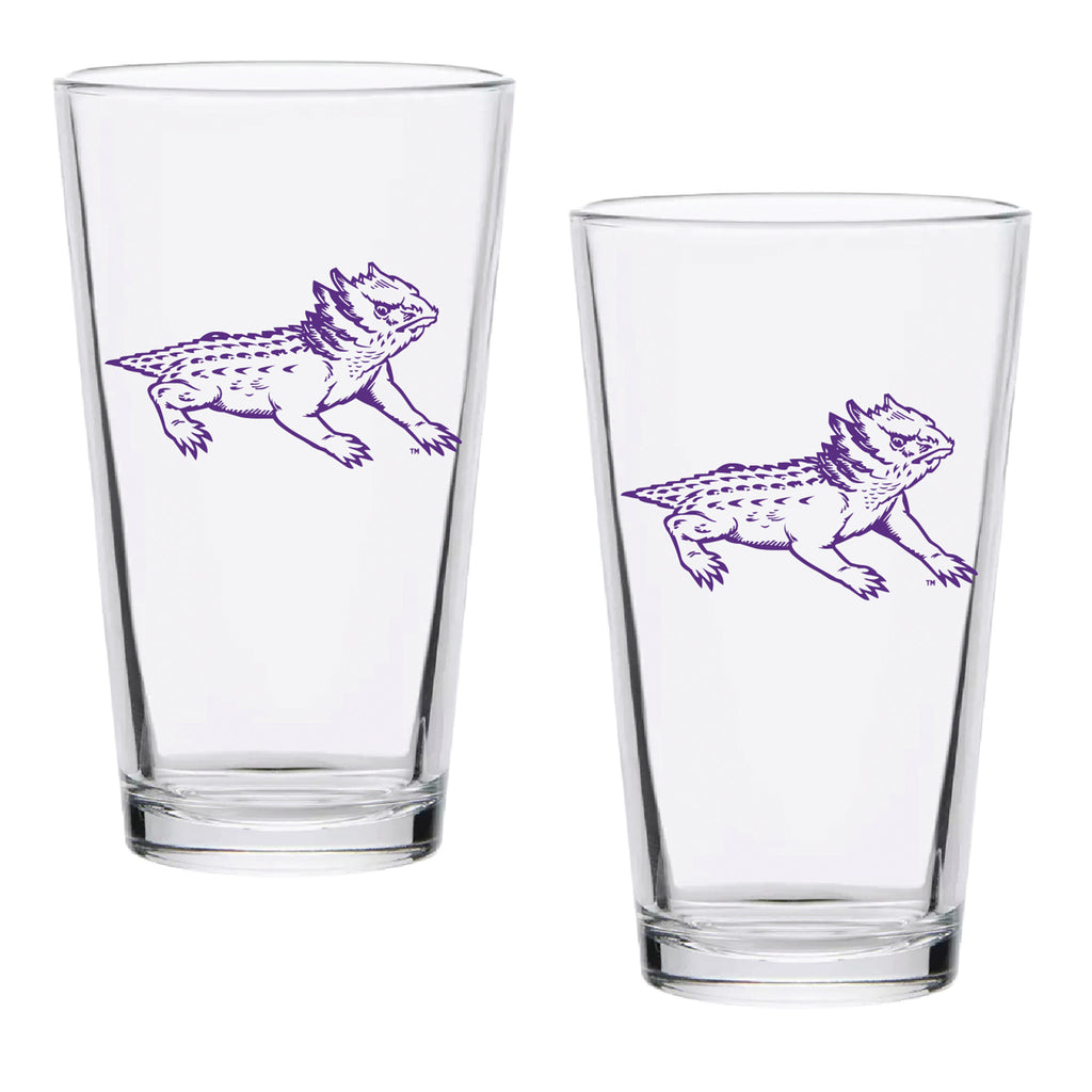 Set of 2 TCU Horned Frogs College Vault Sketch 16oz Pints