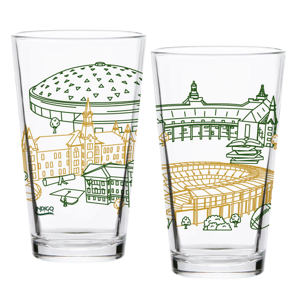 Set of 2 Baylor Bears Campus Line Art 16oz Pints
