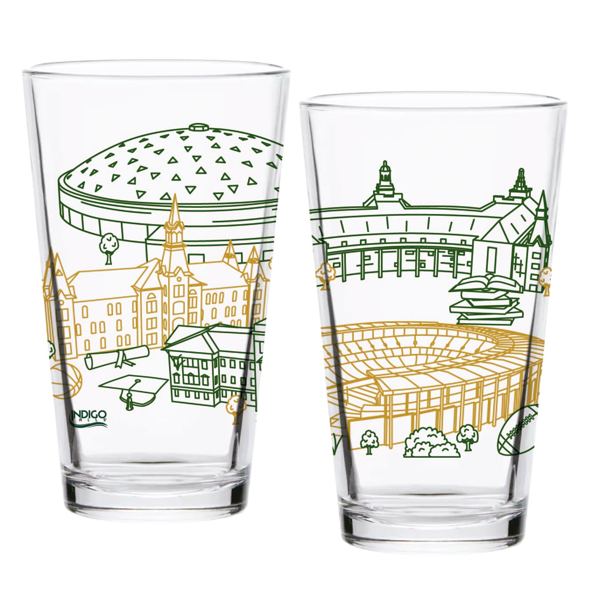 Set of 2 Baylor Bears Campus Line Art 16oz Pints
