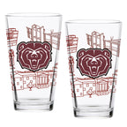 Set of 2 Missouri State Bears Campus Line Art 16oz Pints