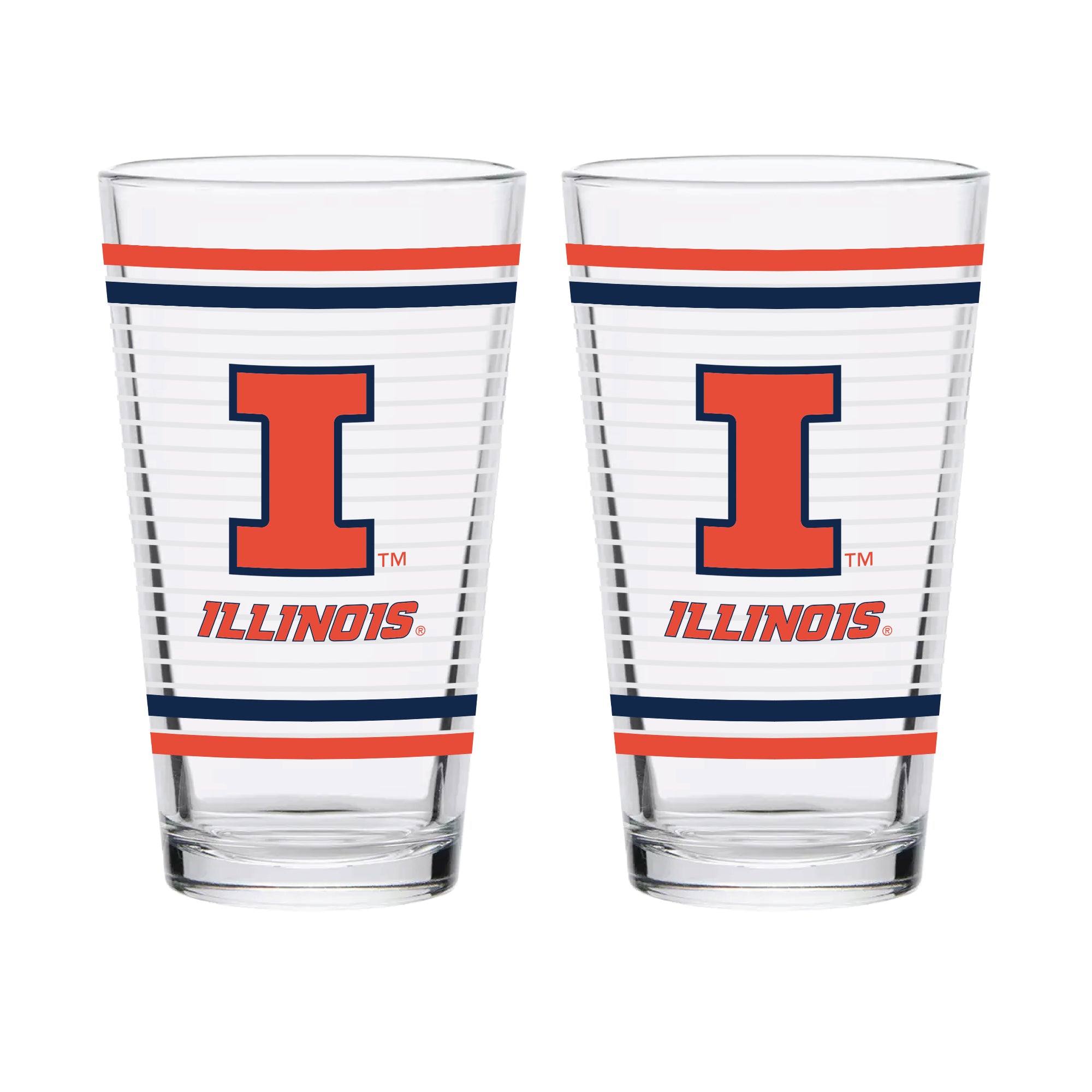 Set of 2 Illinois Fighting Illini 16oz Ring Pints